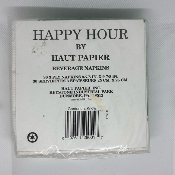 Vintage Haut Papier Gardeners Know Cocktail Napkins- Green and White, NIP - Picture 5 of 5